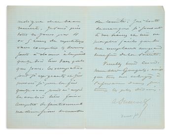 DUMAS, ALEXANDRE; FILS. Two Autograph Letters Signed, A. DumasF, to novelist Emmanuel Gonzalès, in French.